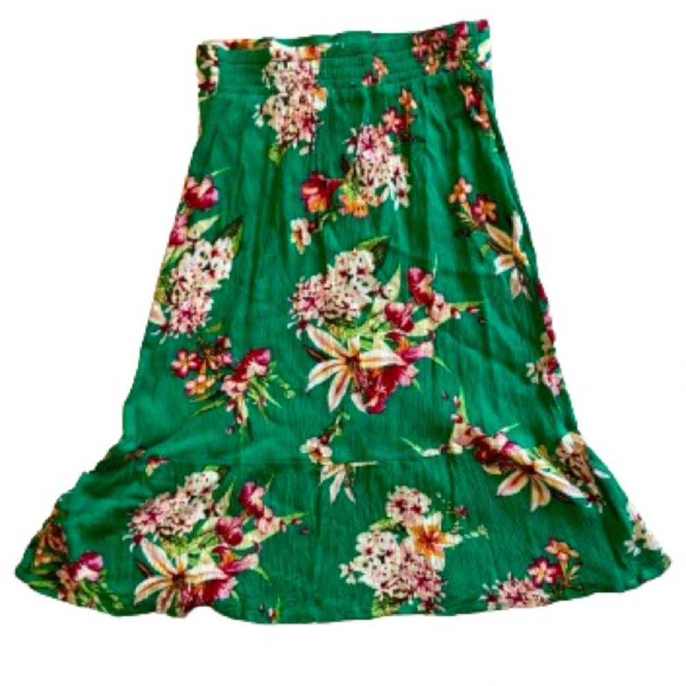 Express Tropical Floral Buttoned Midi Skirt NWOT - Picture 3 of 8